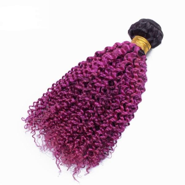 #T1B/Purple Kinky Curly Remy Human Hair Bundles Sew In Weave Bundles Brazilian Bundle Deals