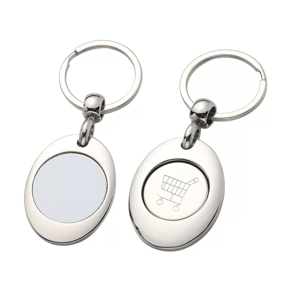 Blank Sublimation Trolley Coin Keychain Custom Metal Tokens Heat Transfer Shopping Cart Coin Keychain