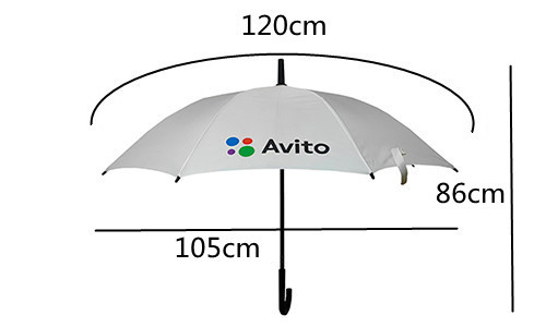 Avito White Straight Umbrella With Long Handle 120cm Diameter