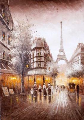 60cm X 90cm Knife Palette Paris Street Oil Painting 100% Hand Made