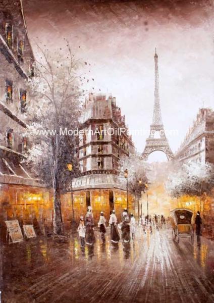 60cm X 90cm Knife Palette Paris Street Oil Painting 100% Hand Made