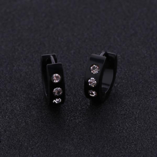 Custom CZ Earring Jewelry Hopp Earrings Black Plated Studs Circle Clip on Earrings