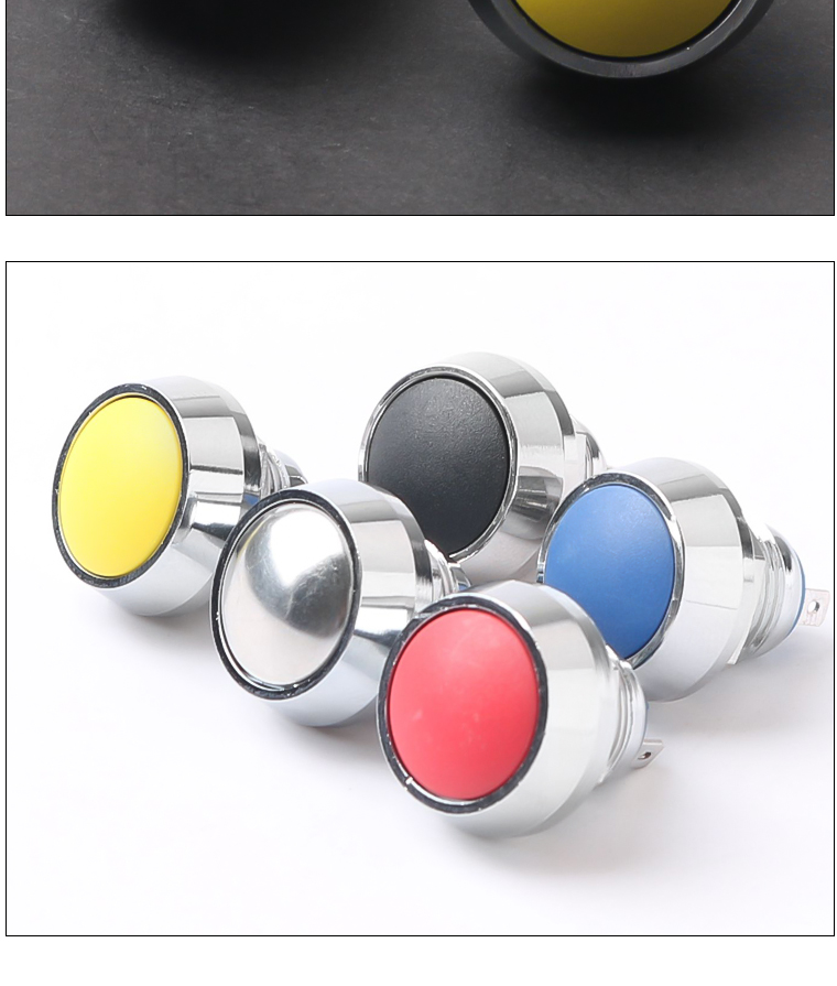 12MM Metal Push Button Switch Ball Head Momentary 1NO Colorful Switch Screw Welding Foot Self-recovery Terminal IP65 220V