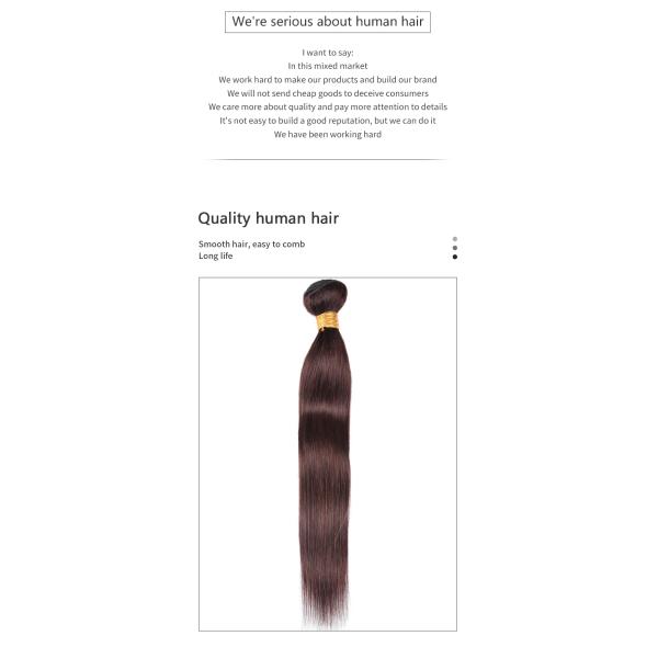 PenguBoom 16inch Color 2 Hair Bundles Dark Brown Human Hair Weave