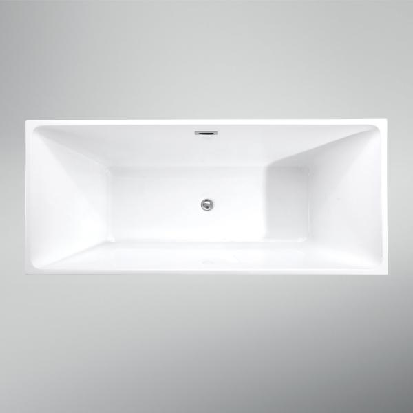 Center Drain Location Luxury Straight Acrylic Freestanding Bathtub with Hand Control