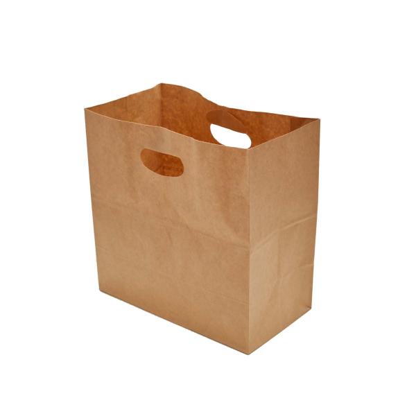 11''X6''X11 Kraft Paper Bags Die Cut Handle With Reinforced Handle