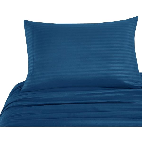 Satin Stripe 90GSM Microfibra Extra Blanda Seti de Sábanas de lujo 3pcs 4pcs Navy Pocket Profundo