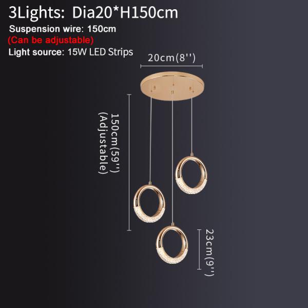Luxury Crystal Chandelier For Staircase Led Home Decor Light Fixture Modern Creative Rings Chandelier(WH-NC-53)
