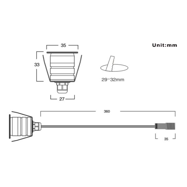 24В светодиодный крестовый звездный лампа 1W IP67 водонепроницаемая серебряная алюминий 45° напольное освещение 12в палубные светофоры
