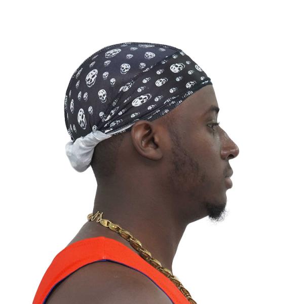 Wholesale Silk Satin Designer Silky Polyester Logo Custom Wave Cap Bonnet Durag