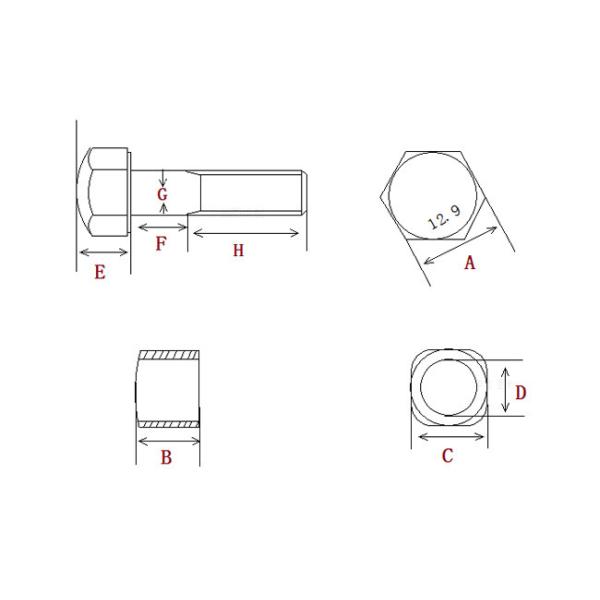 Bolt&Nut structure Шнурки и гайки для экскаваторов Шнурки для экскаваторов Метрический болт и гайка M16 M18 M20