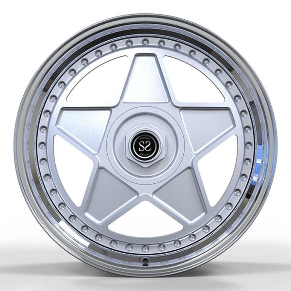 17x9 2 Piece Forged Wheels Polished Lip And Silver Center For 1987 Mercedes 190E 16V