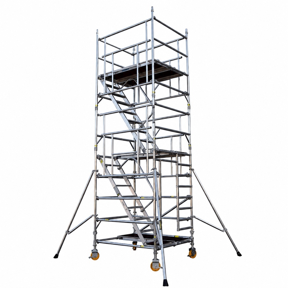 Aluminum Mobile Scaffolding Tower with 500 kg Weight Capacity Secure Hook Locking System EN1065 Standard Construction Scaffold