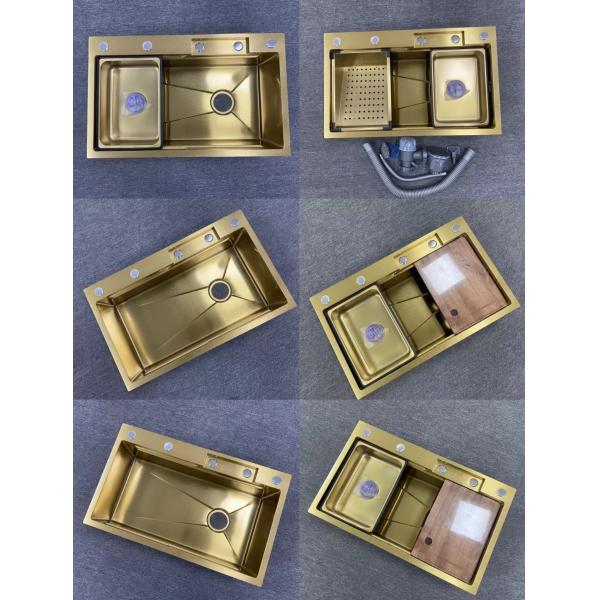 SUS304 Stainless Steel Gold Square Kitchen Sink