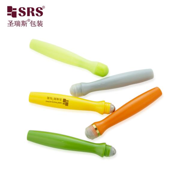 SRS8447-15ML Injection Blowing Yellow Glossy PETG Plastic Roll On Steel Roller Ball Bottle Anti-Itch Liquid Applicator