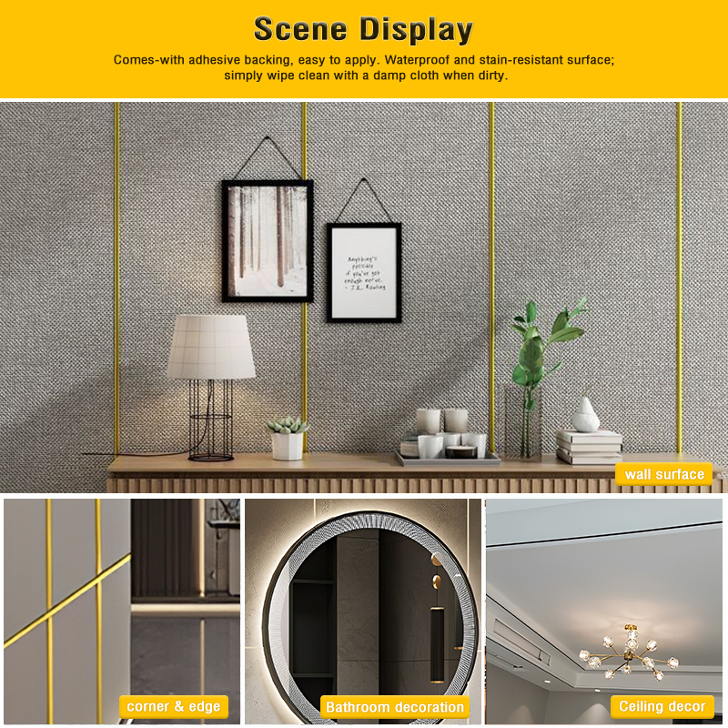 Home DIY Upgraded Self-Adhesive Flexible PVC Water-Proof Surface Edge Trim Wall Ceiling Background Wall Decorative Sealing Strip