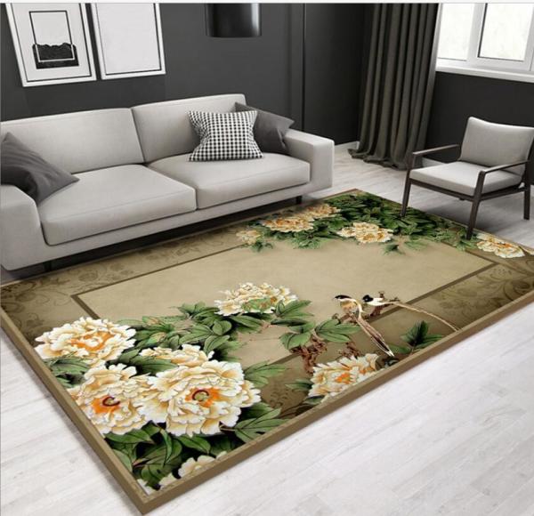 New Chinese Style Fresh Beautiful Flower Living Room Floor Carpets 9-12