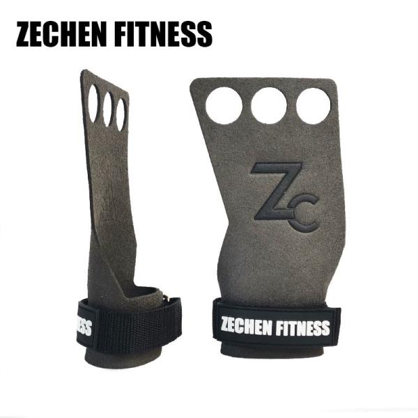 Microfiber Leather 3 Hole Hand Grips Crossfit OEM Palm Pull Up Gym Safety Support Grey
