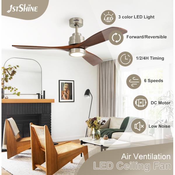 110-240V/50Hz-60Hz Voltagem de entrada V Ventilador de teto LED com corpo metálico e lâminas de madeira maciça