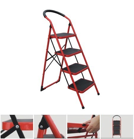 CE Red 130cm 4 Rungs Steel Step Ladder