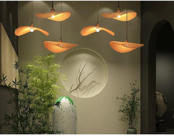 Chinese Hand Knitted Bamboo Pendant Lights Weaving Hanging Lamp Garden Restauran bamboo chandelier(WH-WP-26)