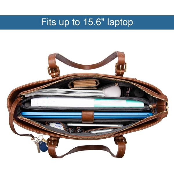 Lovevook LATEPUTTURE BALSA DE MUJERES, BALSA DE COMPUTADOR de cuero estructurado, bolso de trabajo profesional, elección del profesor/abogado,