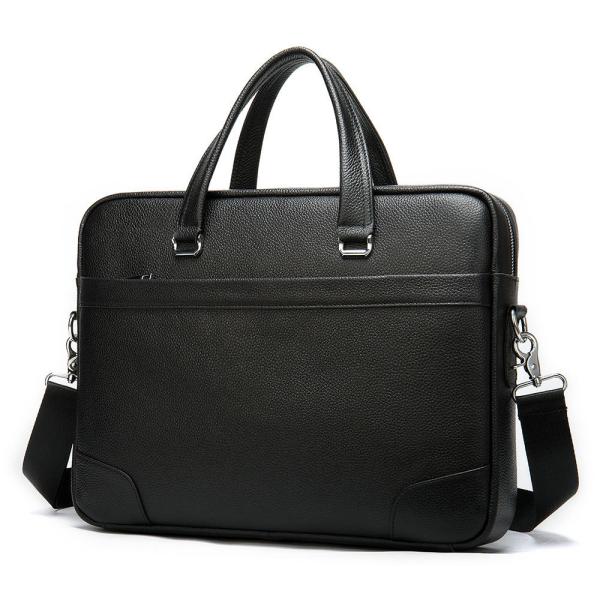 Full Grain Leather Briefcase Attache Laptop Bag Black Unisex Classy BRB03