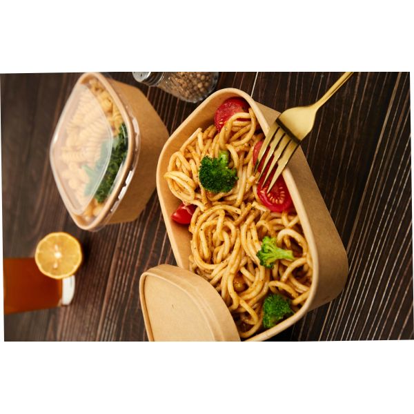 Rectangular Paper Bowl with Lid in 580ML 750ML and 850ML Capacities for Versatile Use