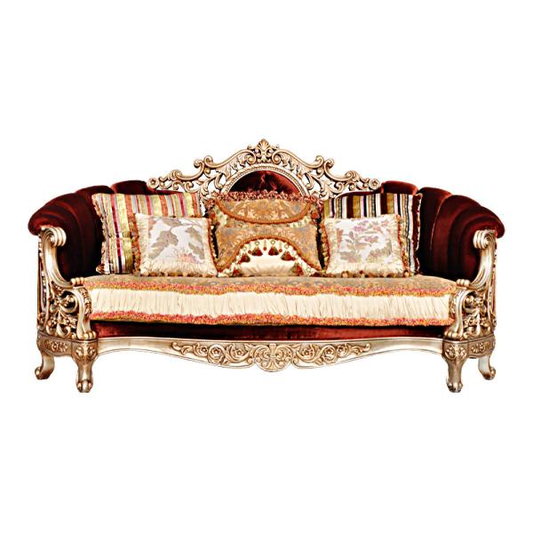 European Style Solid Wood Living Room Furniture Fabric Small Apartment Sofa 3 Seater