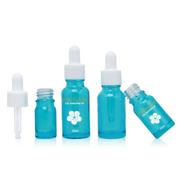 botella de vidrio del dropper del aceite 50ml que pinta el envase cosmético azul