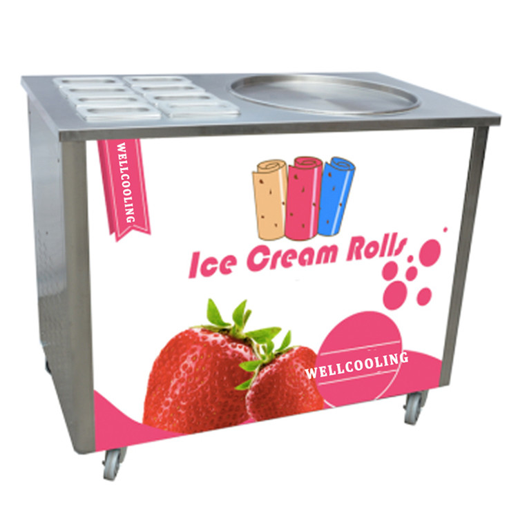 Commercial Easy to Operate Single Flat Pan Fried Quick-Frozen Ice Cream Roll Machine