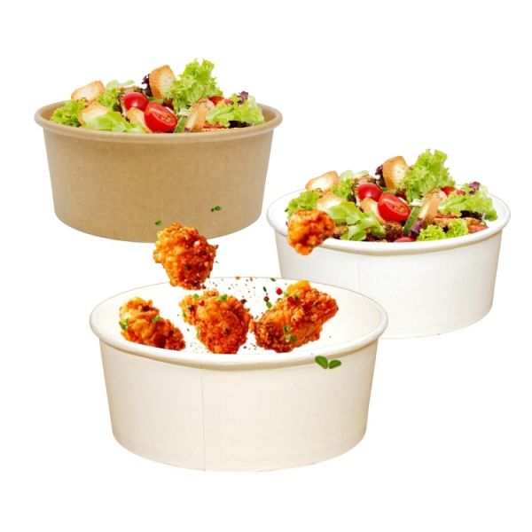Disposable covered custom eco-friendly food grade kraft paper salad bowl