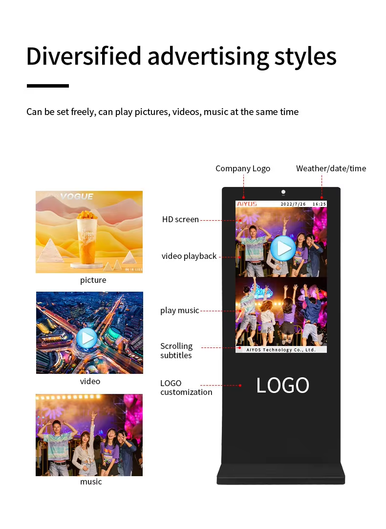 75'' Double Side Outdoor Commercial Kiosk Digital Signage IP65 Floor Stand