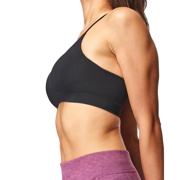 Fashionable Soft Wear Black Seamless Padded Yoga Bra Sexy Strap Sports Bra For Women