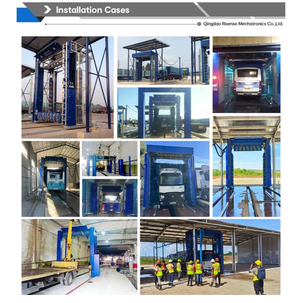 Risense 7 Brushes Full Automatic Truck Wash System Bus Wash Price for Sale 24000*5114mm 250l/bus 25ml/bus 8.86kw >1500W CB-730