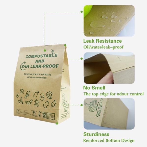 Biodegradable Disposable Brown Paper Bags Custom Printed Compostable Brown Paper Bags Waterproof