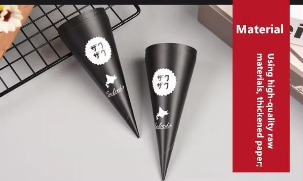 Summer Customized Logo Sleeving Cone Shaped Ice Cream Paper Holder for Food Packaging
