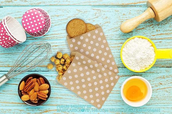 Kraft Paper Bags Flat Greaseproof Paper Bags Greaseproof Envelopes, Paper Snack Bags Cookie Bags Popcorn Bag