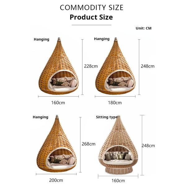 Eco Friendly Beach Garden PE Rattan Lying Bed 2-3 Person Lounge Leisure Chair