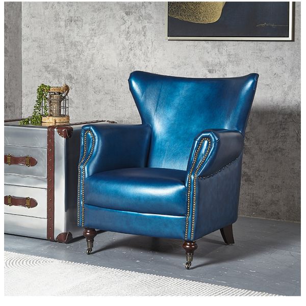 Nidea #8817 Traditional Handmade Genuine Leather Lounge Chair Accent Arm Chair for Bedroom and Living Room Leisure Furniture
