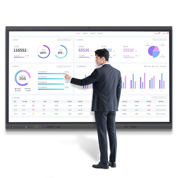 4K UHD Interactive Touchscreen Smart Whiteboard with Built-in Camera and Wall Mount for Business Meetings
