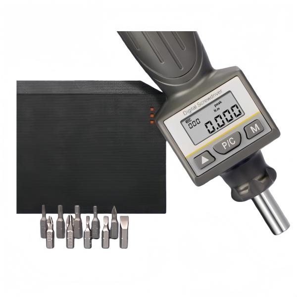 Jauge de couple numérique et tournevis avec plage de 0,0015-0,5 N.m, précision de ±2 % de l'échelle complète et dimension hexagonale de 1/4 pouce