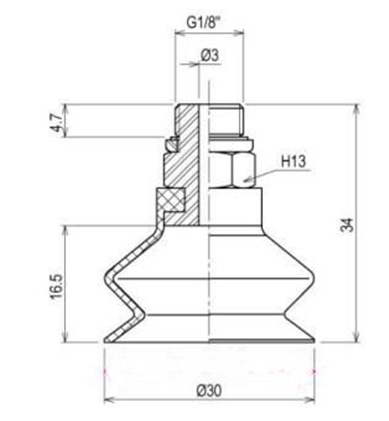 8mm - 125mm PU / Silicon VASB Vacuum Pad Vacuum Component For Automotive And Stamping Industrial