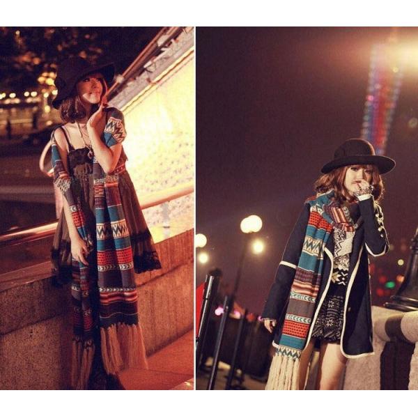 Large Women Warm Winter Long Striped Shawl Wrap Tassel Scarf Thick Wool Crochet Scarves