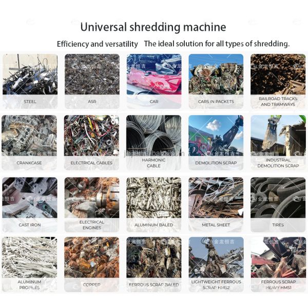 Déchiqueteuse de métaux légère et mince à charge lourde avec des tailles de sortie personnalisables et une large application pour le recyclage des déchets métalliques