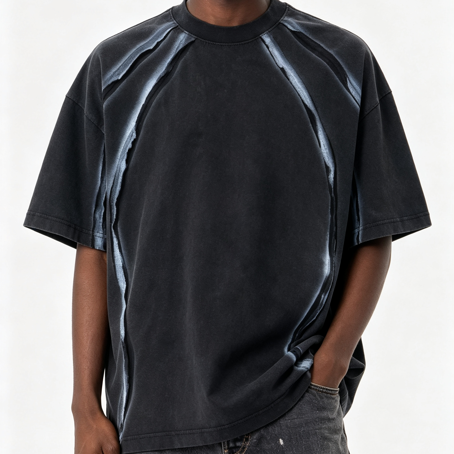 320GSM Basic Crew Neck Tee Tie Dye Oversized Streetwear Tee Skeleton