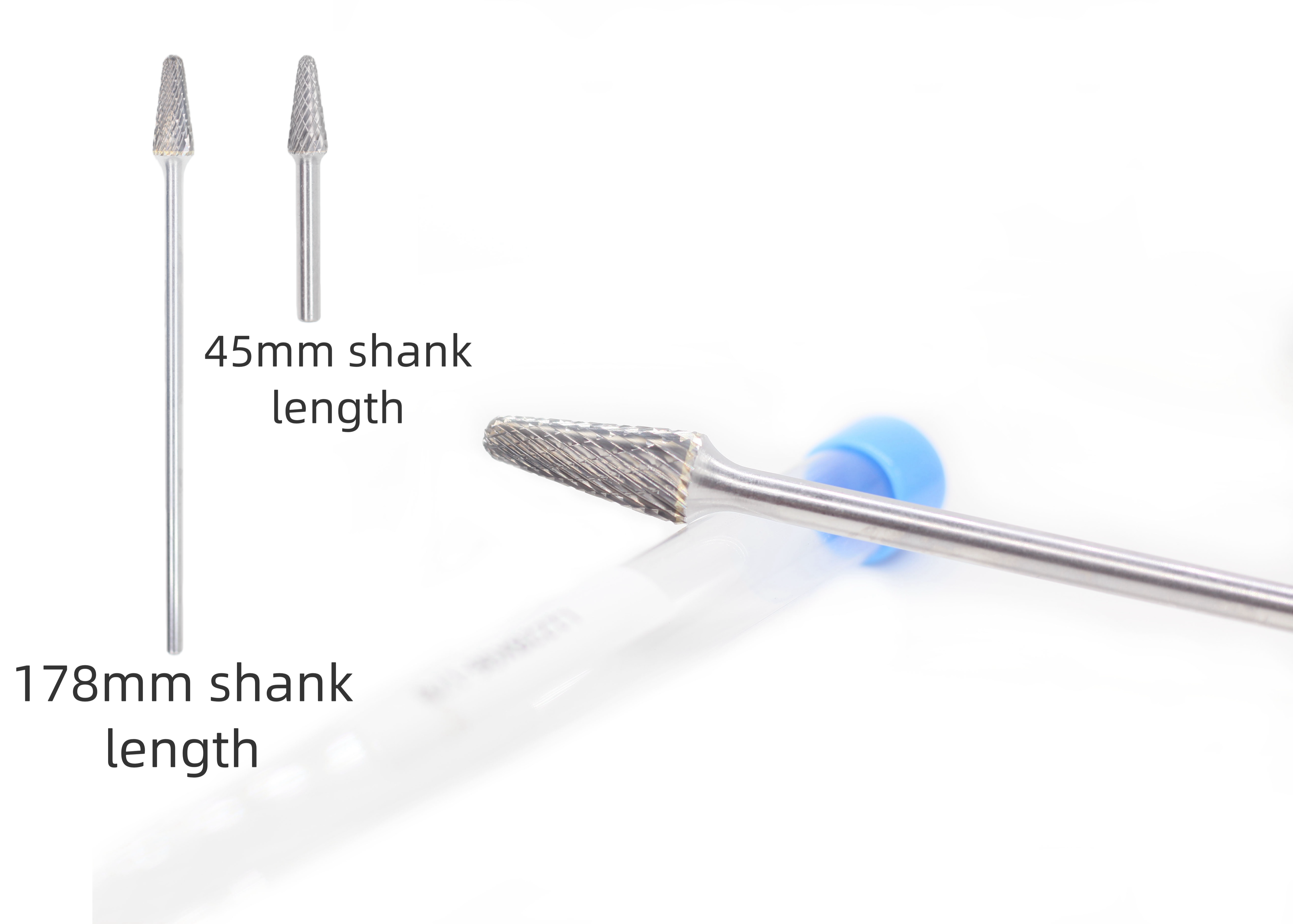 Customized L- Ball Nosed Cone Shape Tungsten Carbide Burrs 12*28 Standard Double Cut 6mm Shank With 178 Overall Length