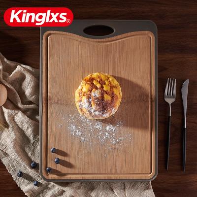 Two side Plastic vegetable cutting board bamboo wood chopping board for food cooking with antiskid material around
