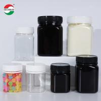 Pot de plastique PET noir avec bouchon à vis coloré personnalisé et joint d'étanchéité pour vitamines nutritionnelles, bonbons mous, fruits secs
