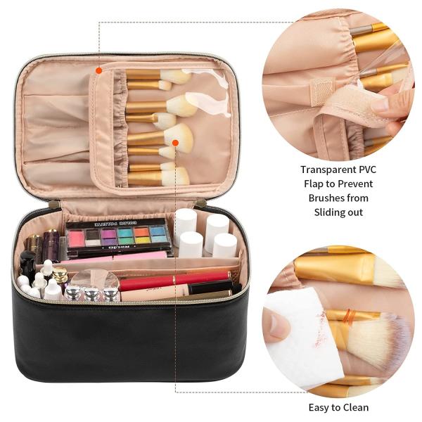 Makeup Bag, Portable Cosmetic Bag, Large Capacity Travel Makeup Case Organizer, Black Makeup Bags For Women Toiletry Bag